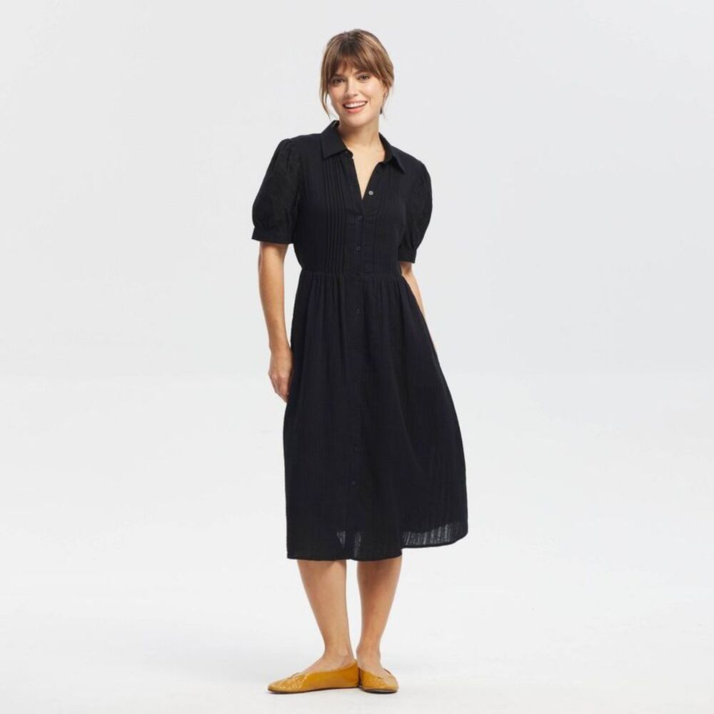 Universal Thread Black Midi Shirt Dress